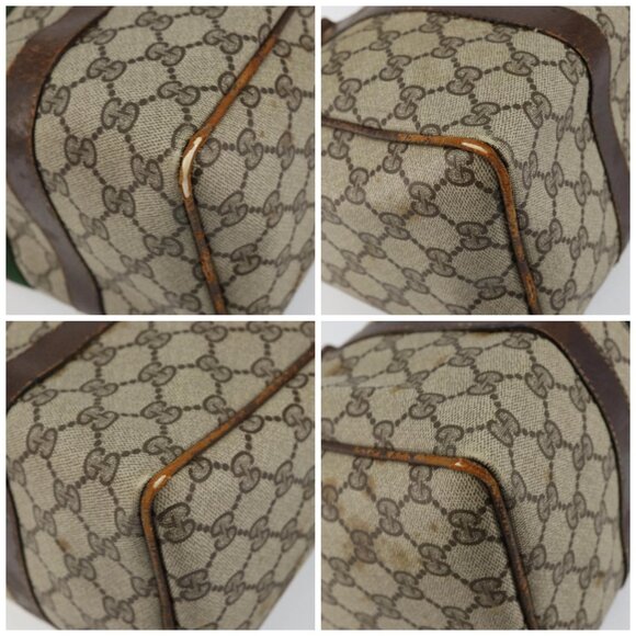 GUCCI GG Supreme Web Sherry Line Boston Bag PVC Beige Gold Auth 144221 - Picture 15 of 16